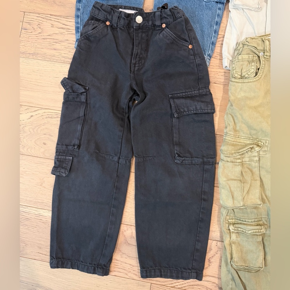 Zara Kids Cargo Pants Set - Black, Blue, Beige, Olive - Picture 4 of 5